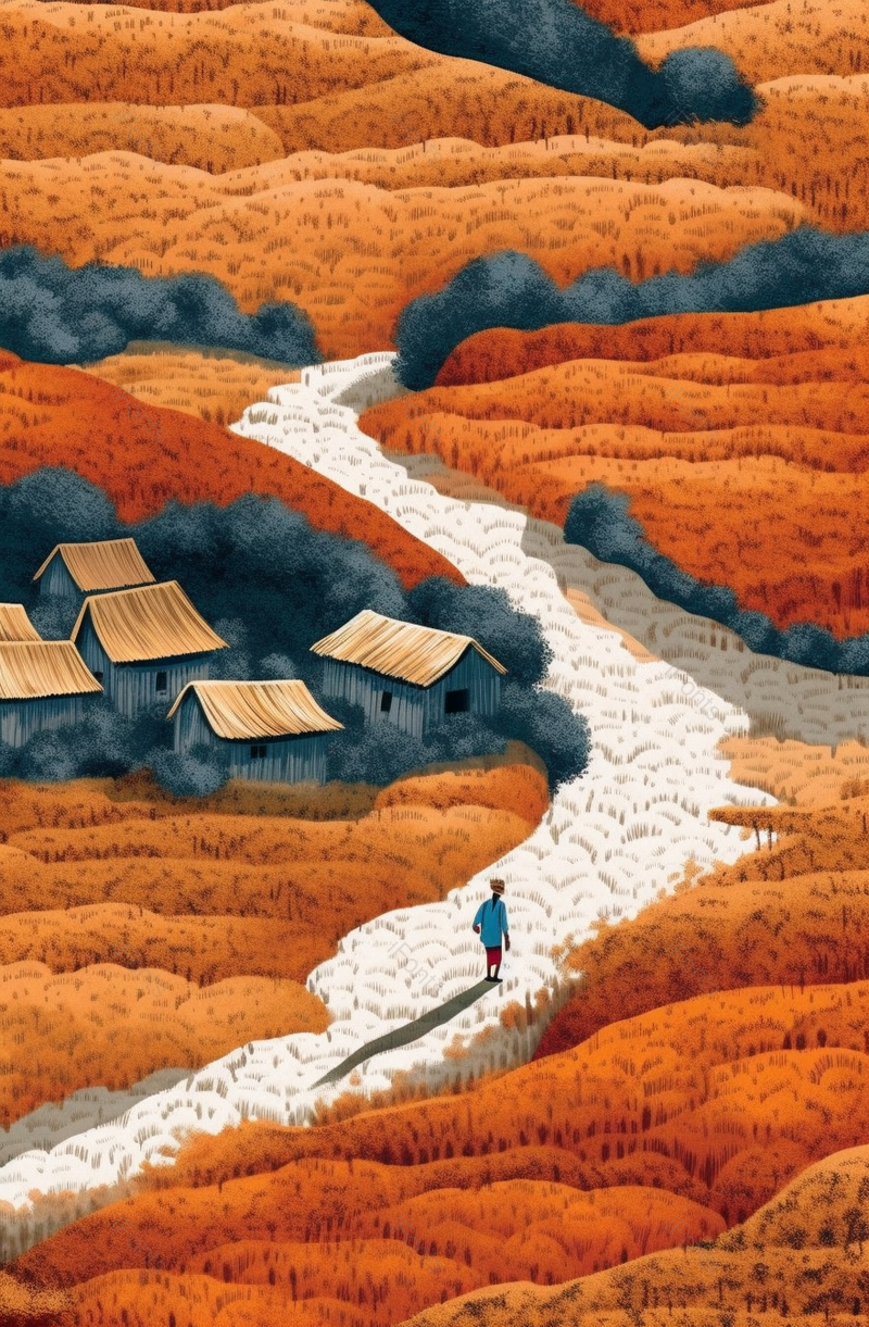 秋日丰收小路写实手绘插画壁纸,插画/手绘图,插画/手绘图库,插画/手绘图下载,插画/手绘